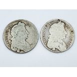 Coins, Great Britain, two Charles II (1660-1685) crowns.