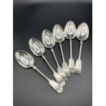 A set of 6 sterling silver dessert spoons, 1912, by James Deakin and Sons