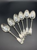 A set of 6 sterling silver dessert spoons, 1912, by James Deakin and Sons
