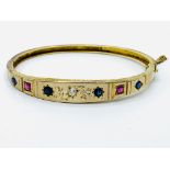 Victorian gold, diamond, ruby and sapphire bangle