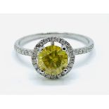 14ct white gold and yellow diamond ring