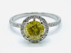 14ct white gold and yellow diamond ring