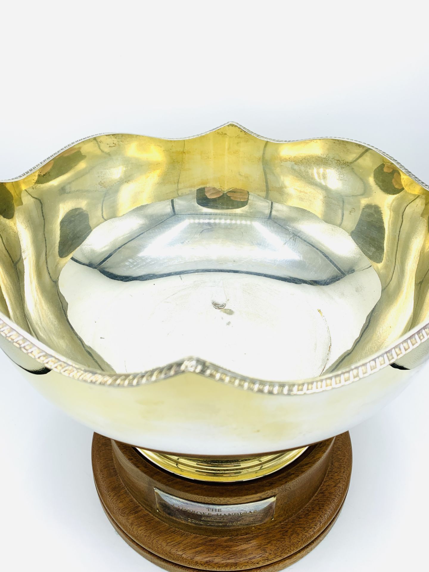A gilded silver plate bowl, on plinth inscribed "The Ladbroke Handicap, Ascot, 22nd June 1996" - Image 2 of 4