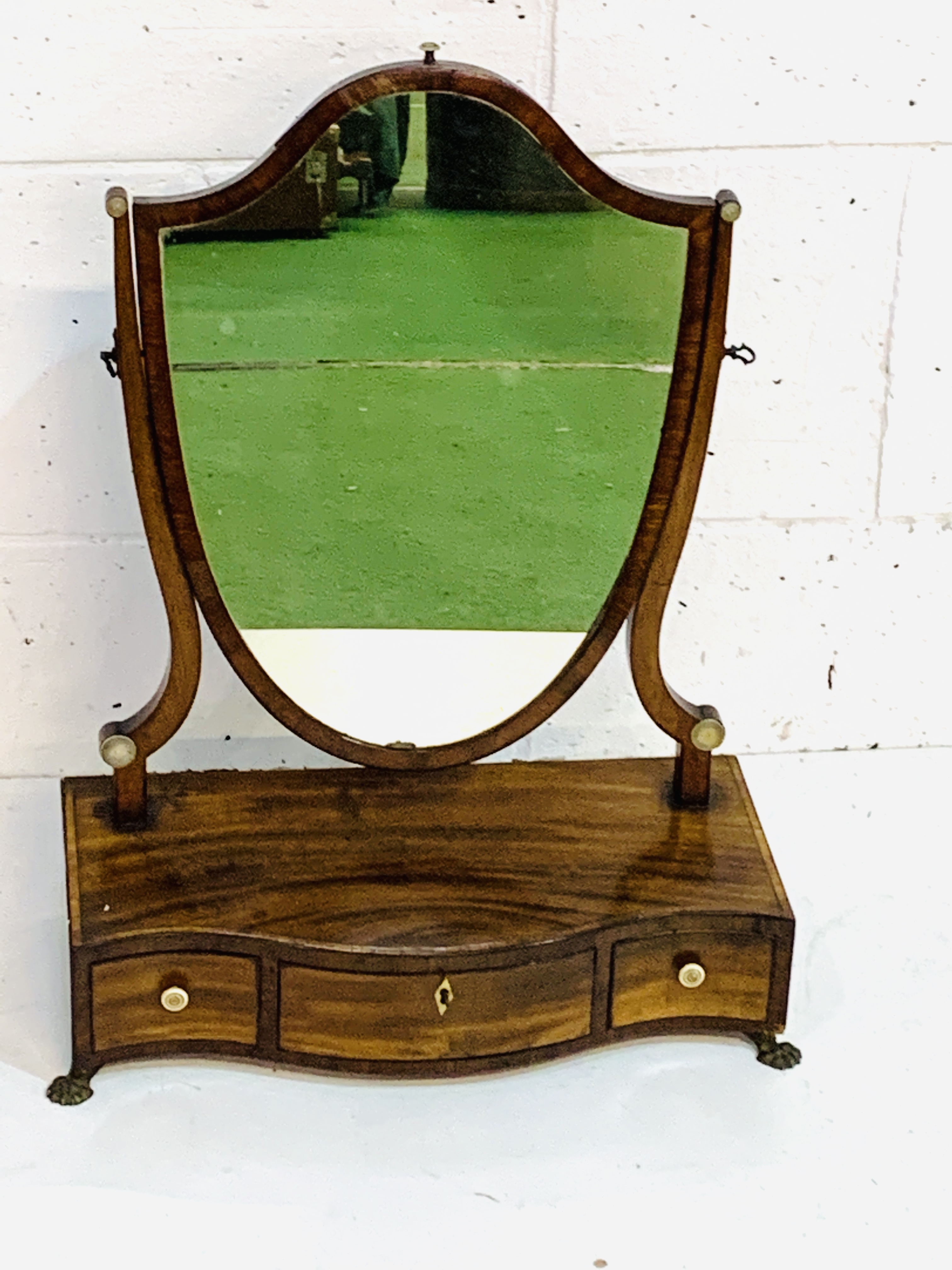 Mahogany shield shape toilet mirror