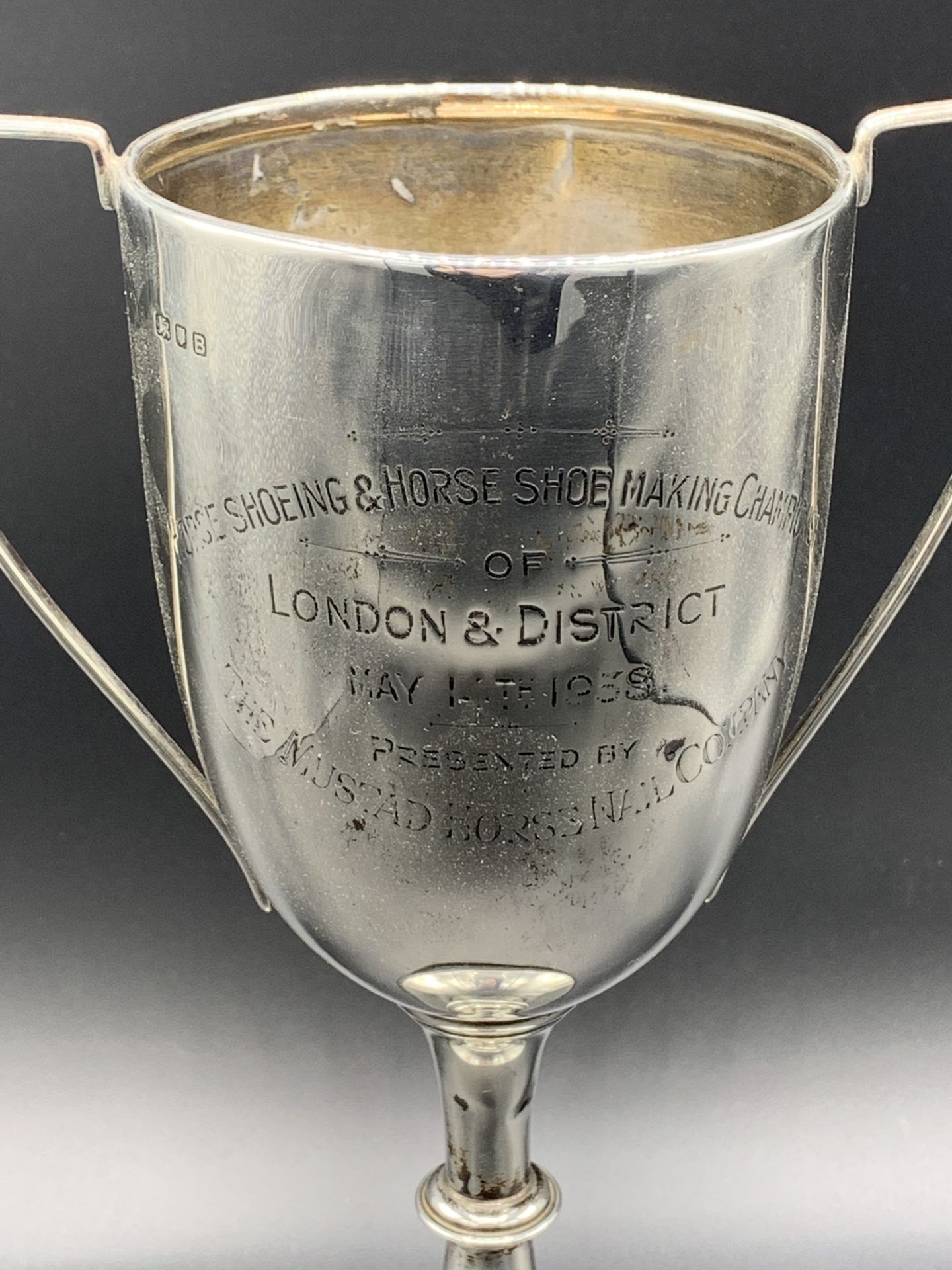 Silver trophy inscribed "Horse Shoeing & Horse Shoe Making Championship of London & District" - Image 2 of 4