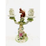 19th Century Sitzendorf three branch figural candelabra