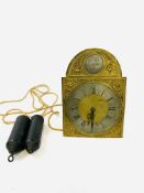 Early 20th Century Belgian longcase clock movement with brass face