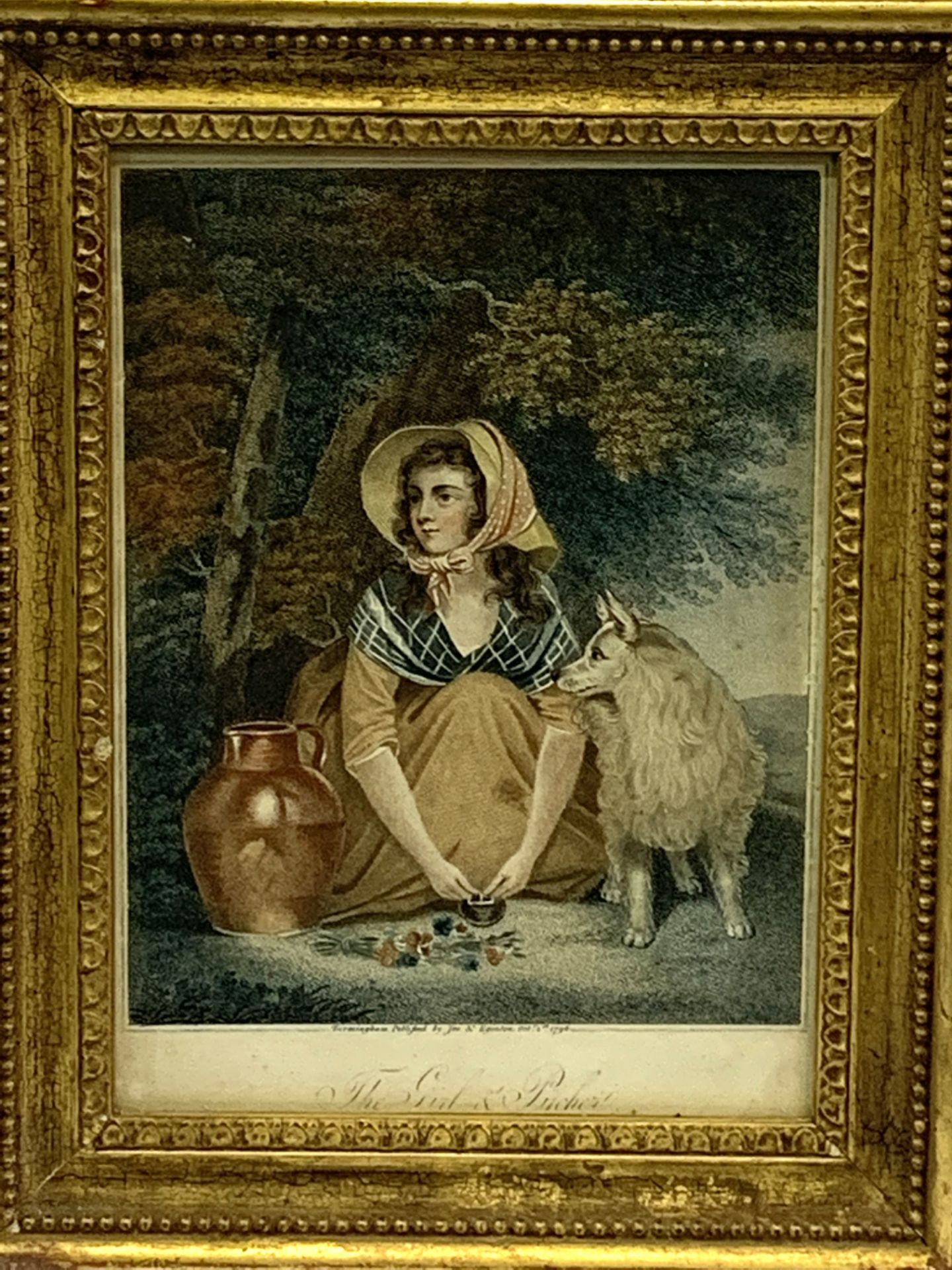 Two pairs of gilt framed and glazed prints of women in 18th Century dress - Image 4 of 4