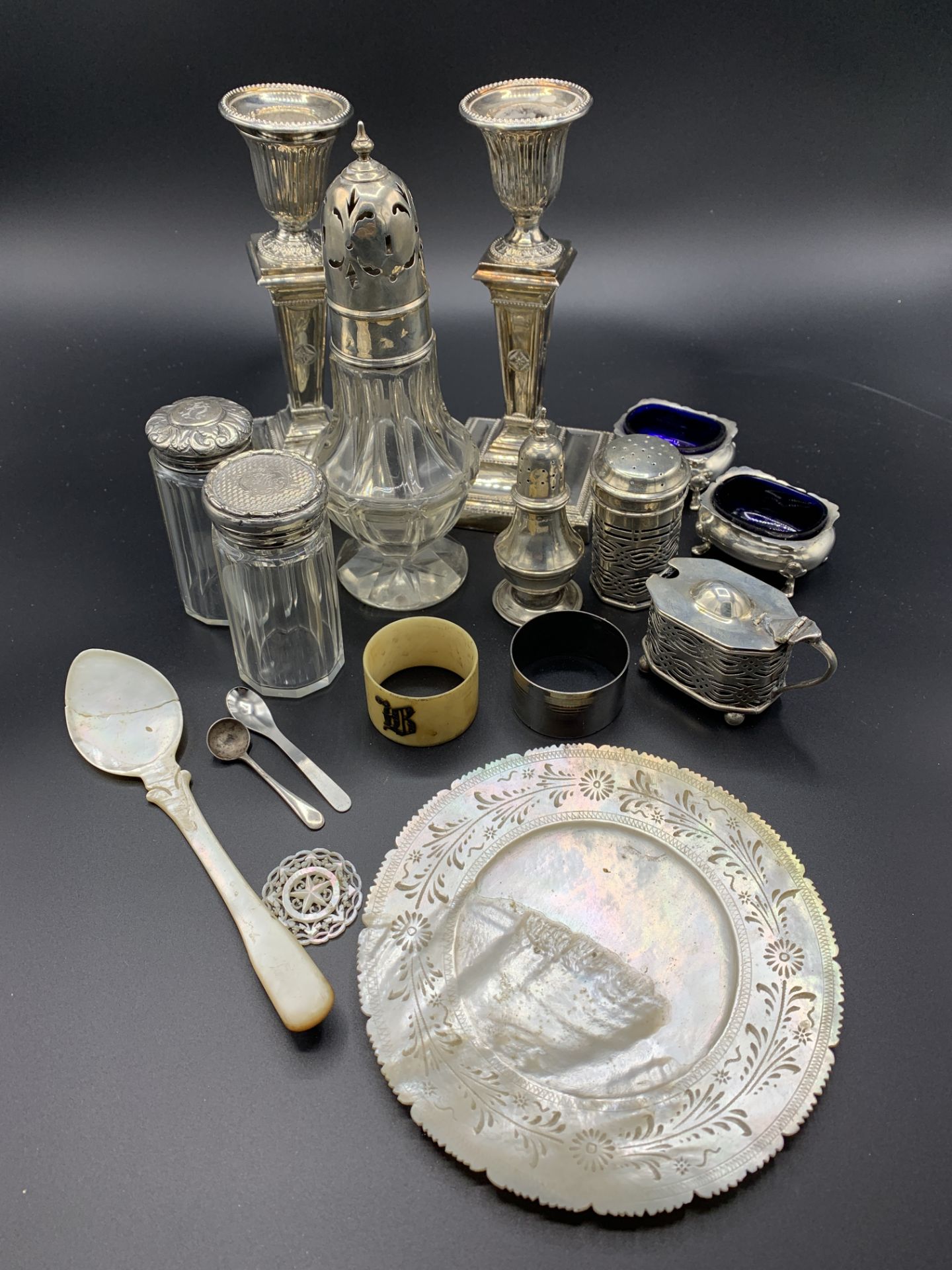 Various silver cruets and other silver and silver plate items - Image 7 of 8
