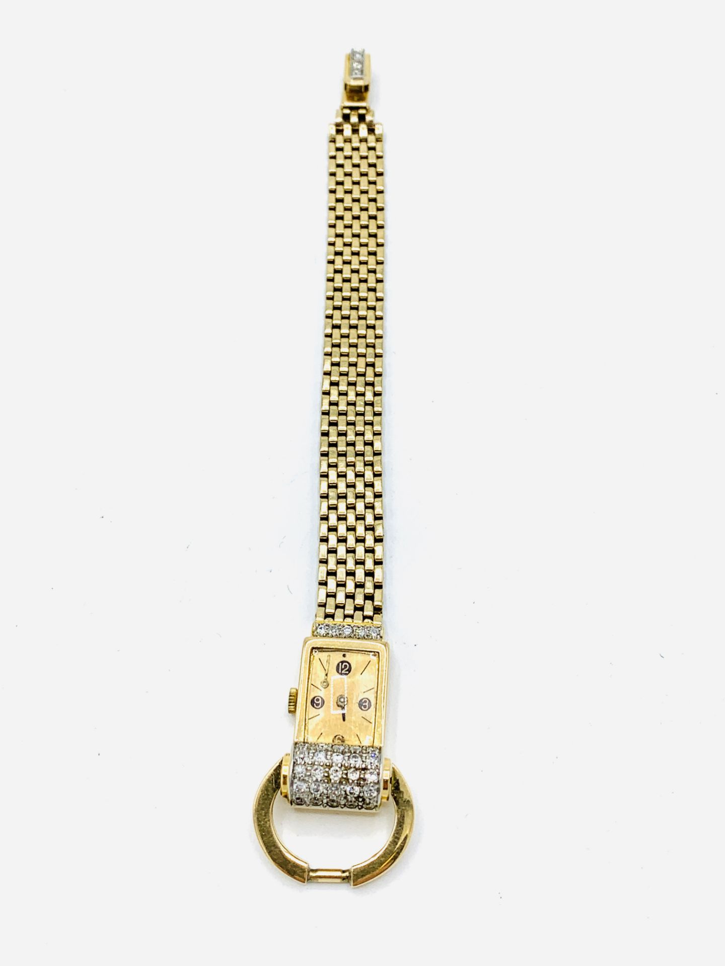 French diamond mounted cocktail watch with hallmarked 18ct gold case and strap - Image 6 of 6