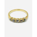 18ct gold (tests as) diamond 5 stone ring