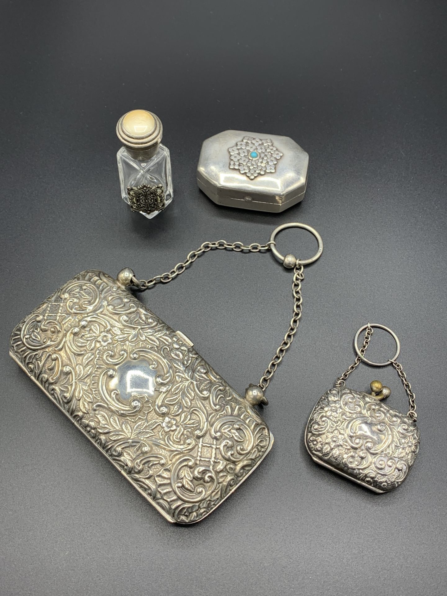 Two silver evening bags