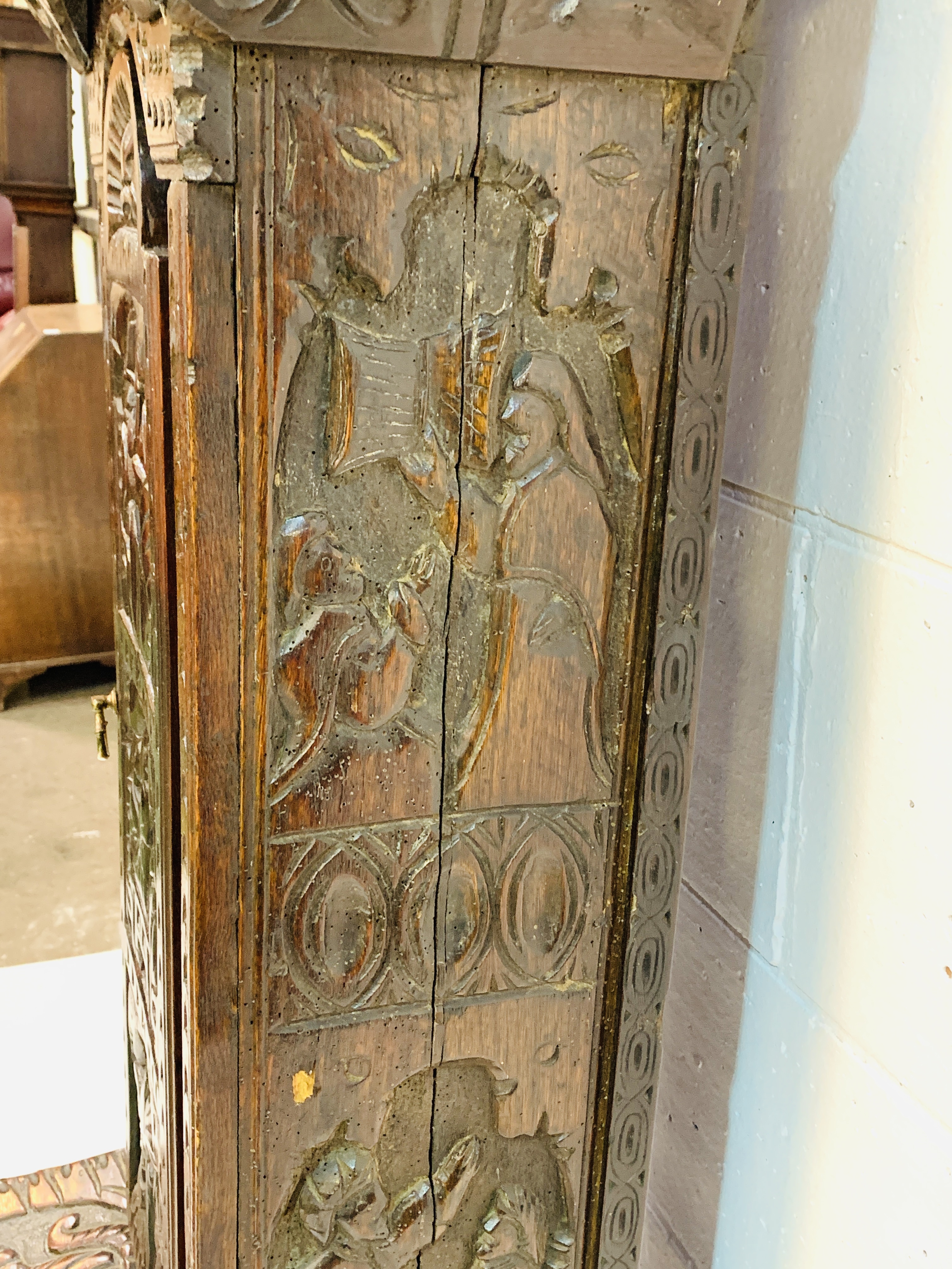 Heavily carved longcase clock - Image 10 of 20