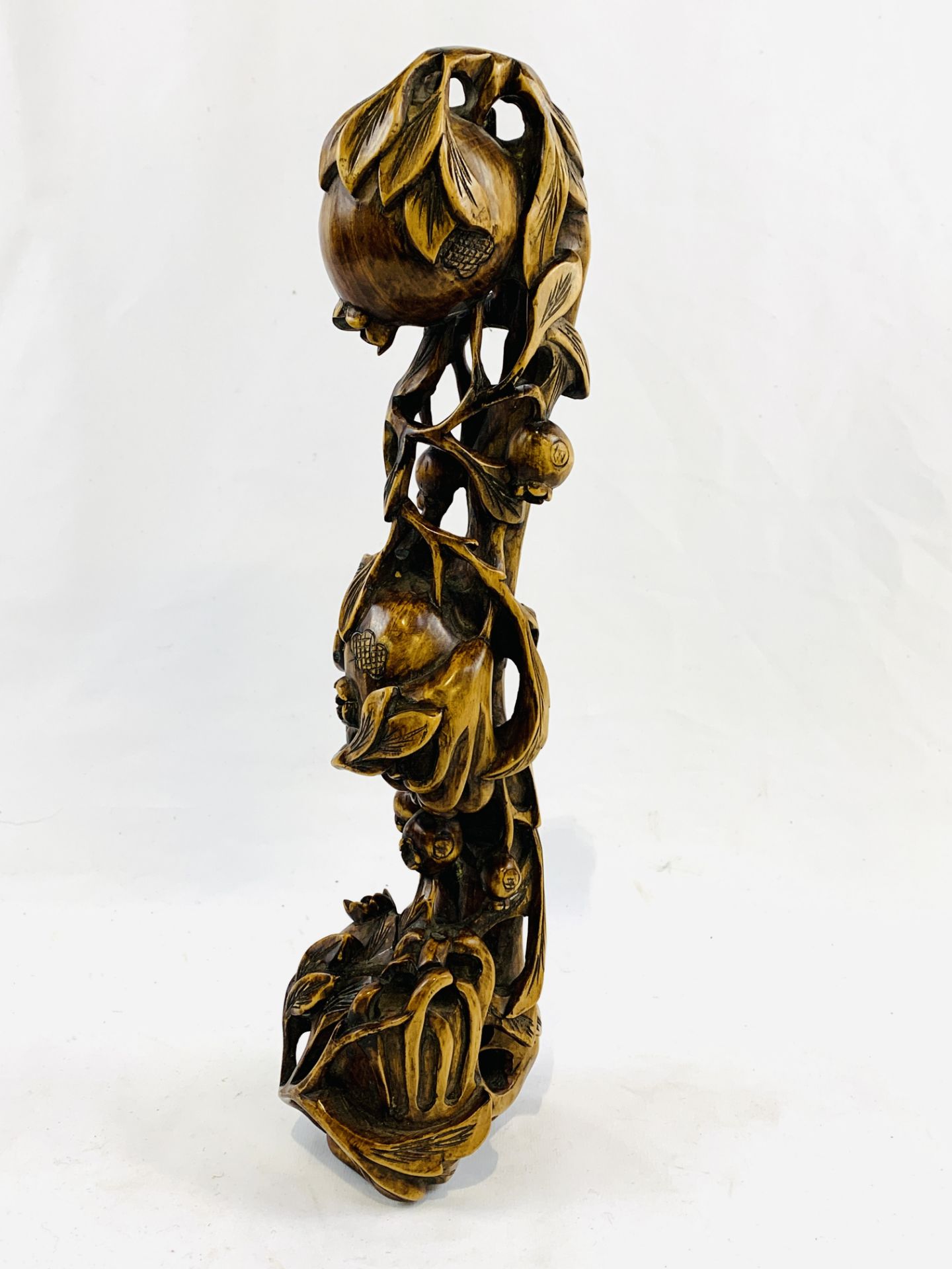 Chinese wood ornament carved with pomegranates and vines