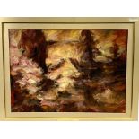 Framed oil on board entitled "Tower Bridge" by Y Honjoya,