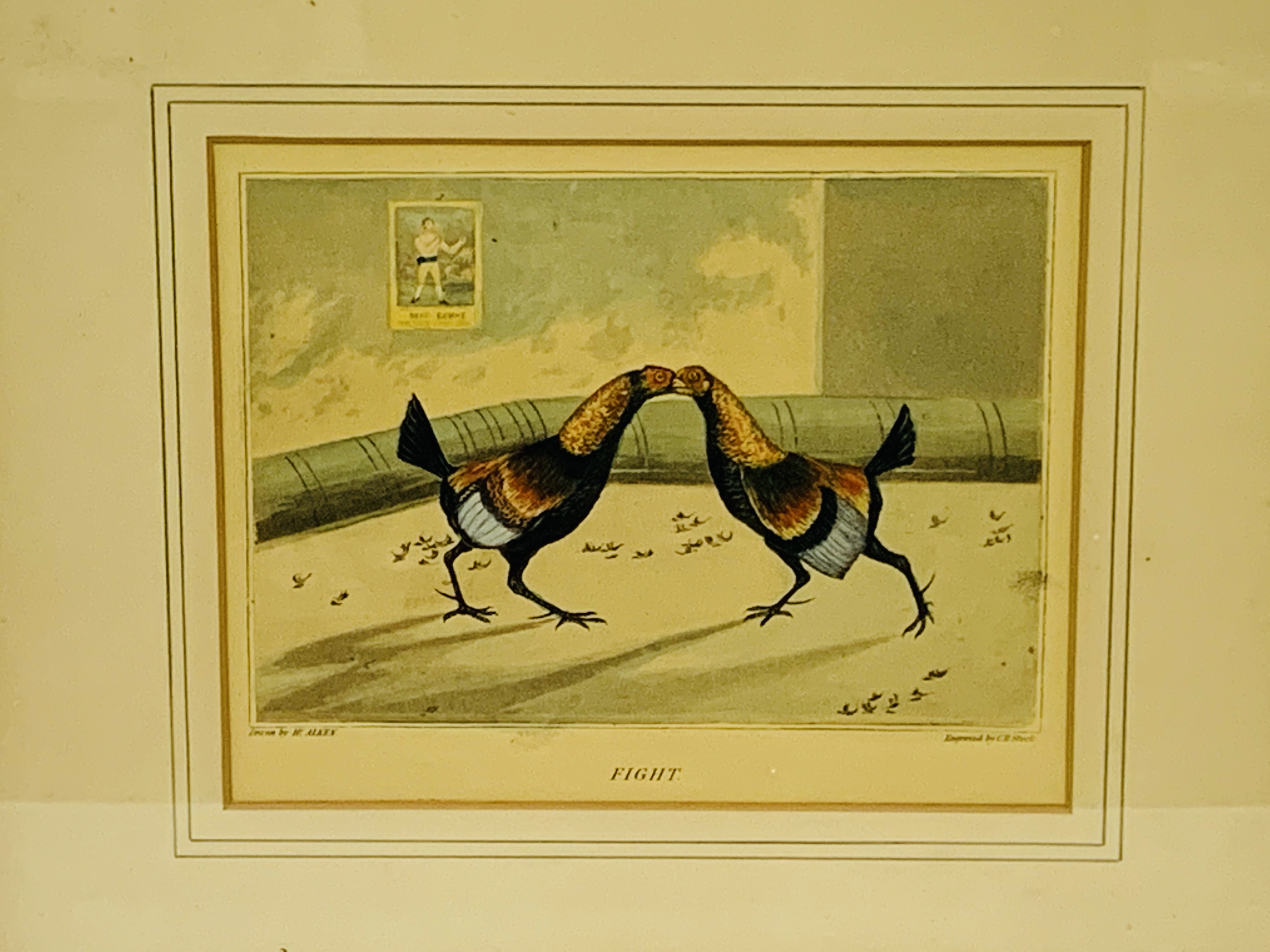 Two Henry Alken prints of cock fighting, and 2 other prints. - Image 2 of 4