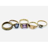 Five various 9ct gold rings