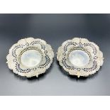 Two silver filigree dishes, Sheffield 1898, by Martin Hall & Co., and another silver dish