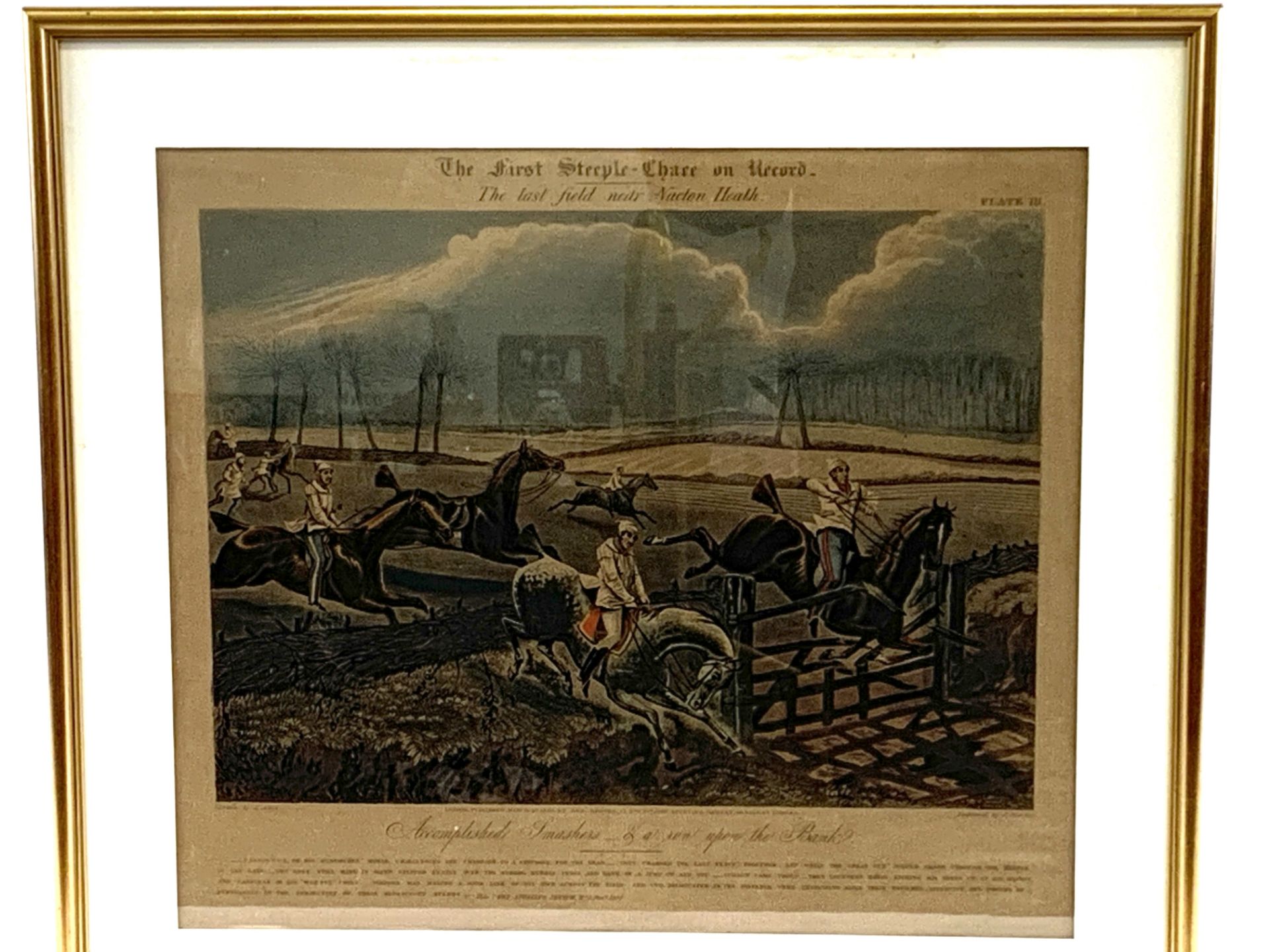 Group of four gilt framed and glazed prints of "The first Steeple-Chase on Record",