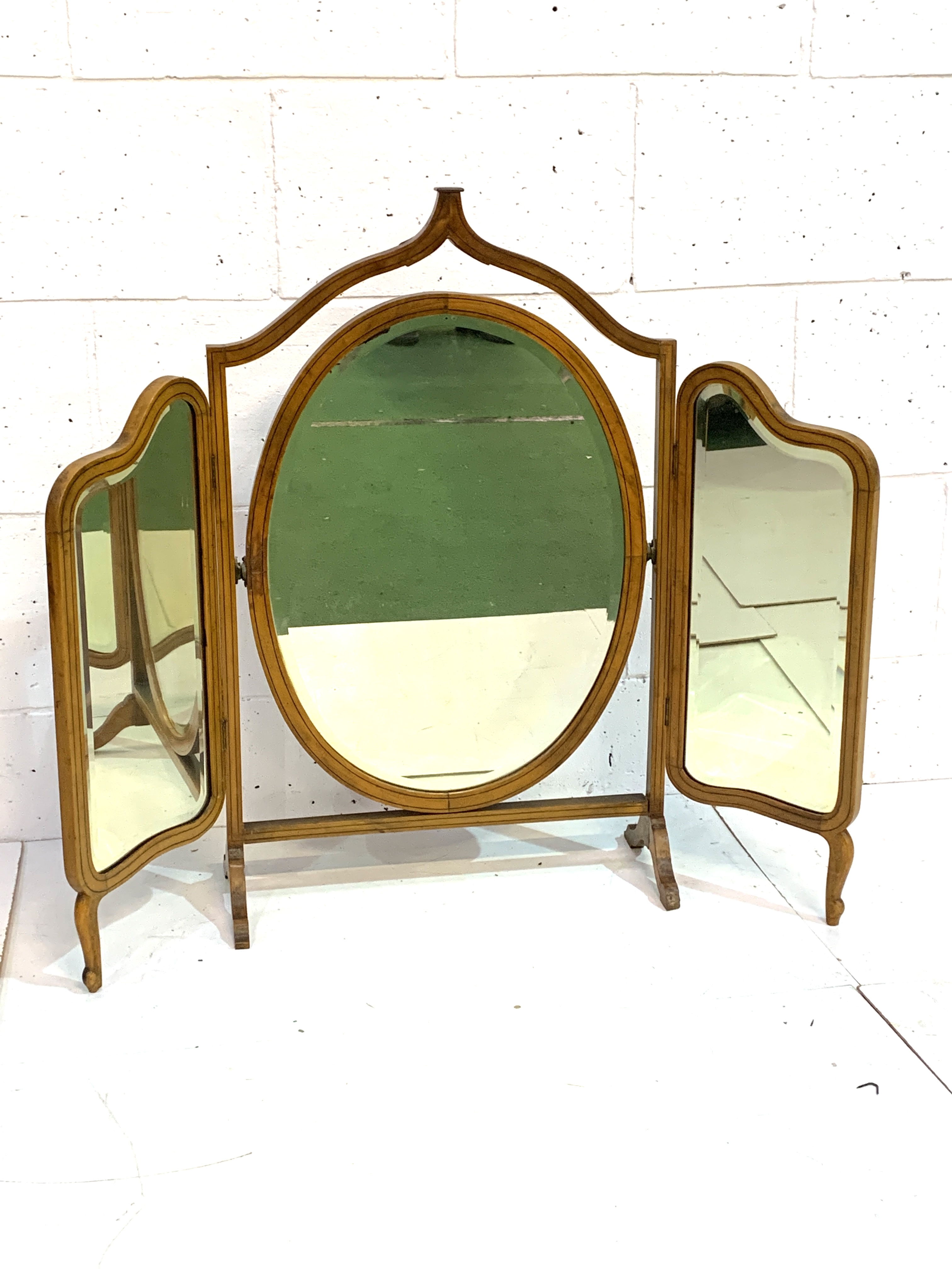 Mahogany framed triple toilet mirror