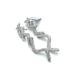 French 18ct white gold and diamond earrings