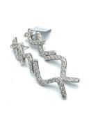 French 18ct white gold and diamond earrings