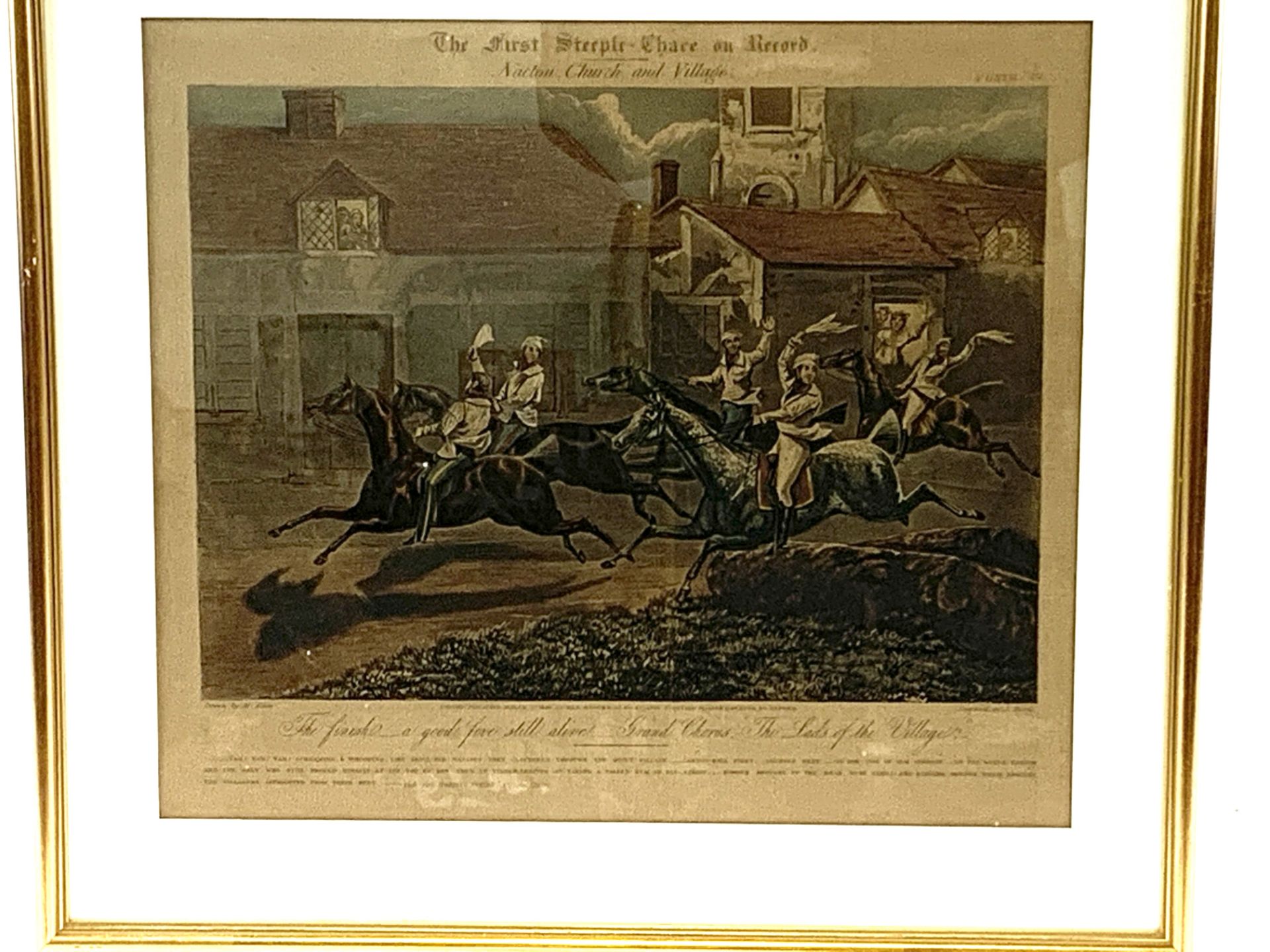 Group of four gilt framed and glazed prints of "The first Steeple-Chase on Record", - Image 3 of 6