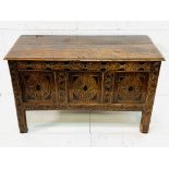 18th Century carved three panel oak chest