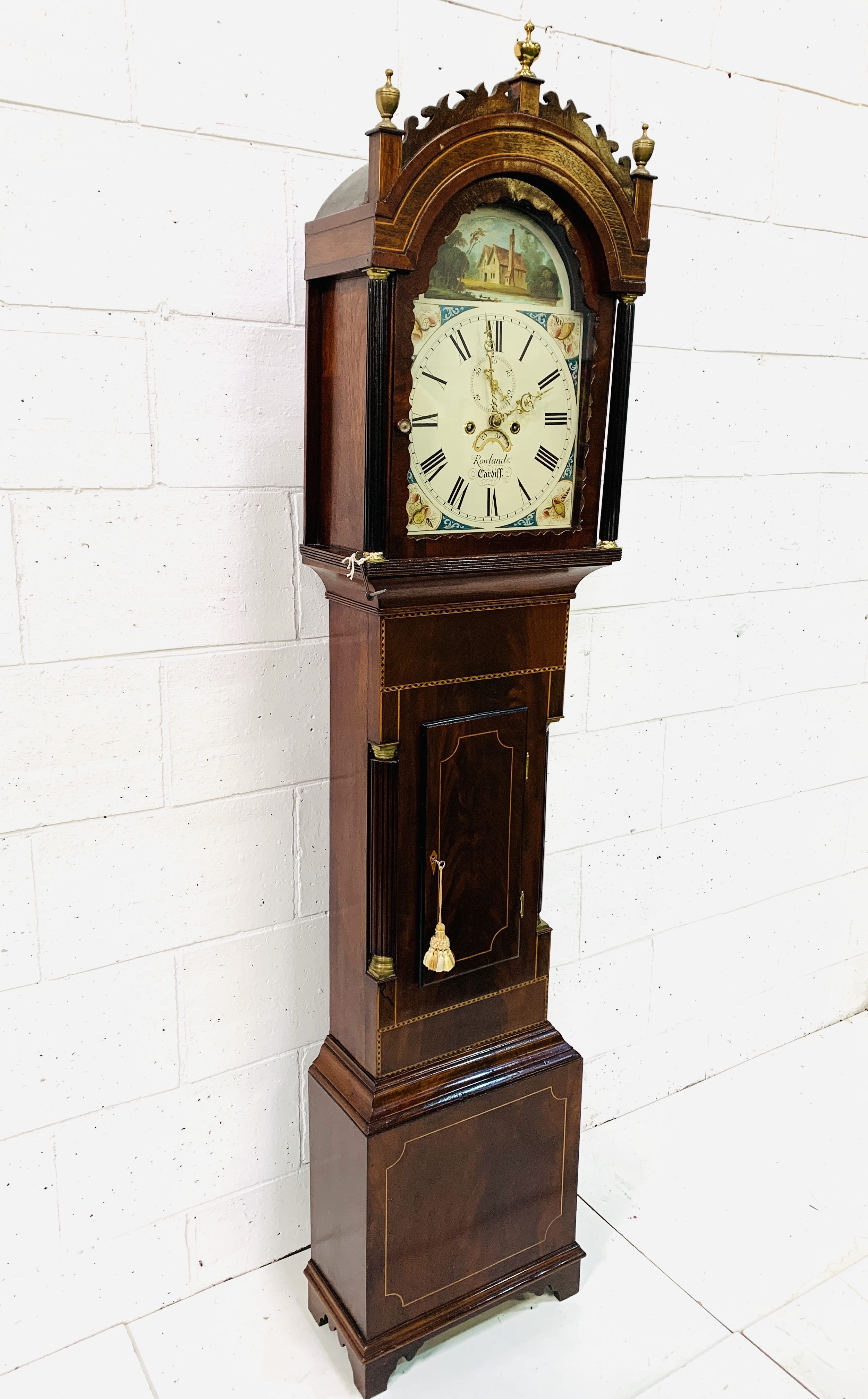 Banded inlaid mahogany long case clock - Image 6 of 8