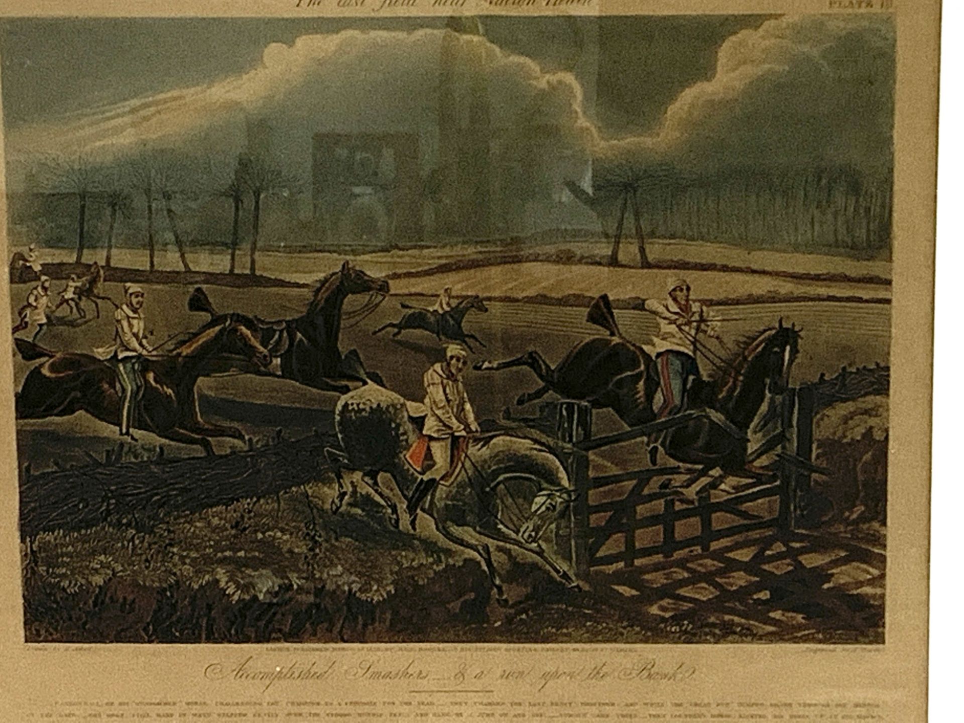 Group of four gilt framed and glazed prints of "The first Steeple-Chase on Record", - Image 2 of 6