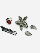 Four items of marcasite jewellery