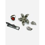 Four items of marcasite jewellery