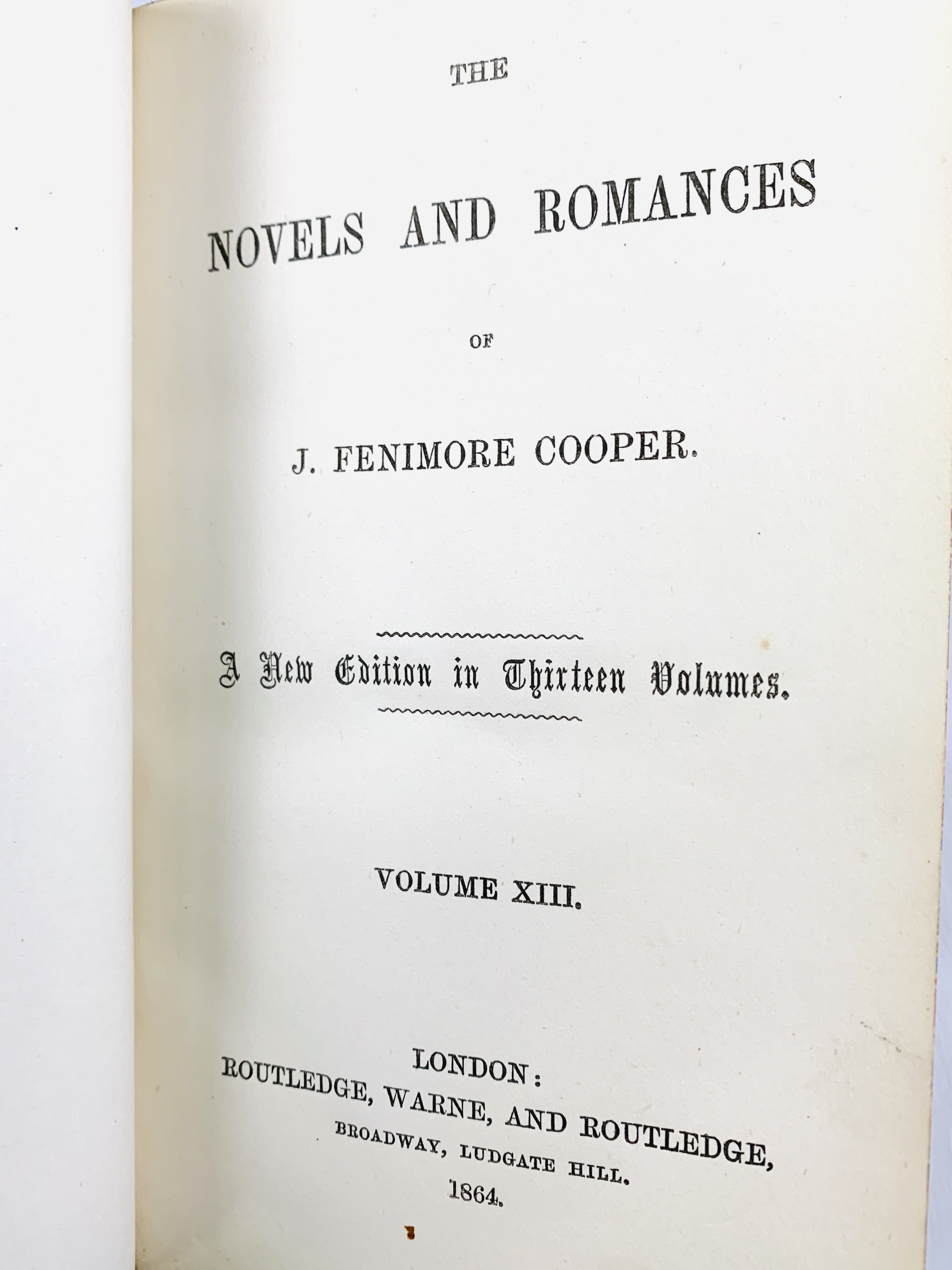 "The Novels & Romances of J Fenimore Cooper", in 13 volumes, published Routledge, Warne & Routledge - Image 2 of 3