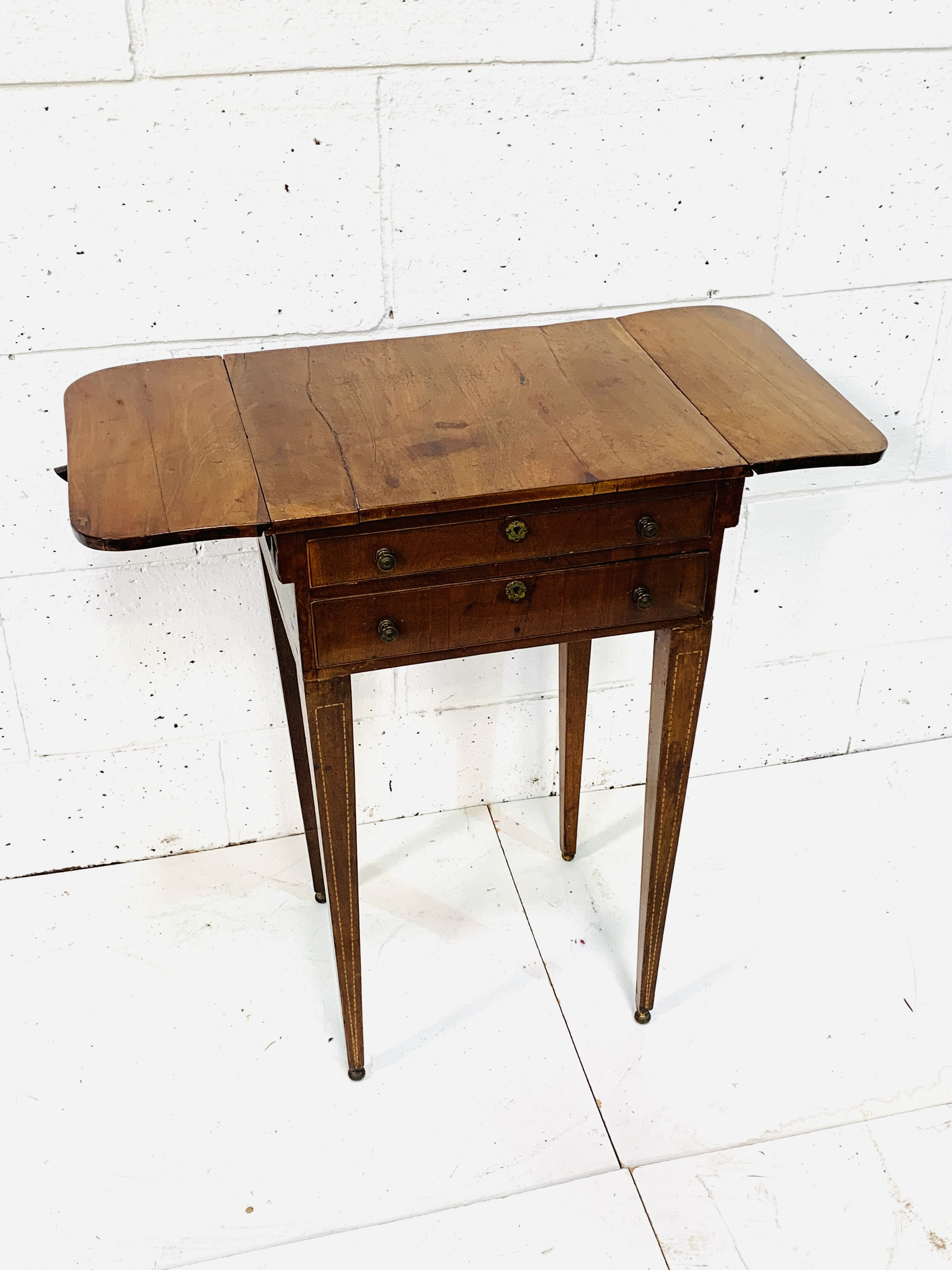 Regency inlaid mahogany small drop side table - Image 3 of 5