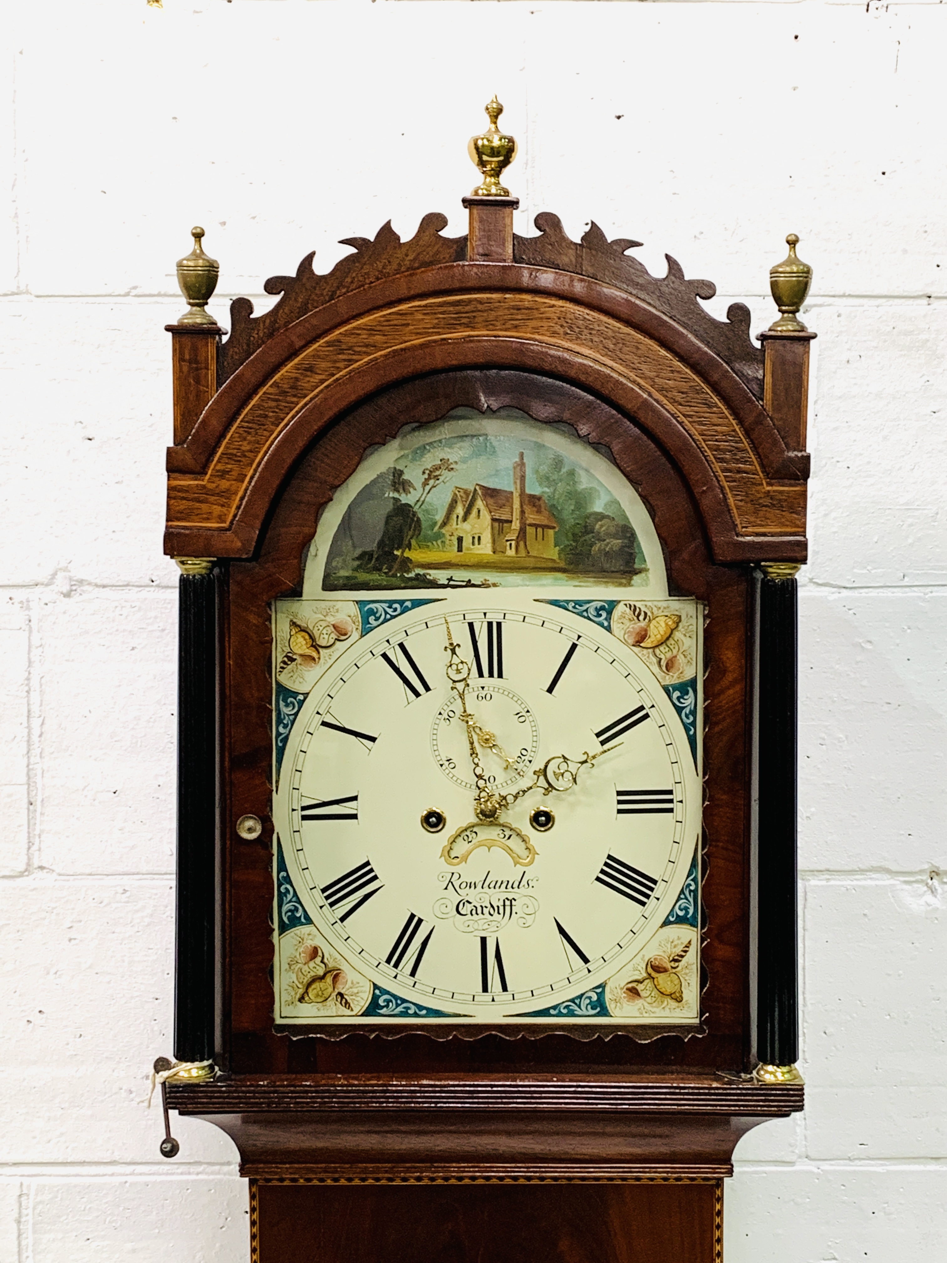 Banded inlaid mahogany long case clock - Image 4 of 8