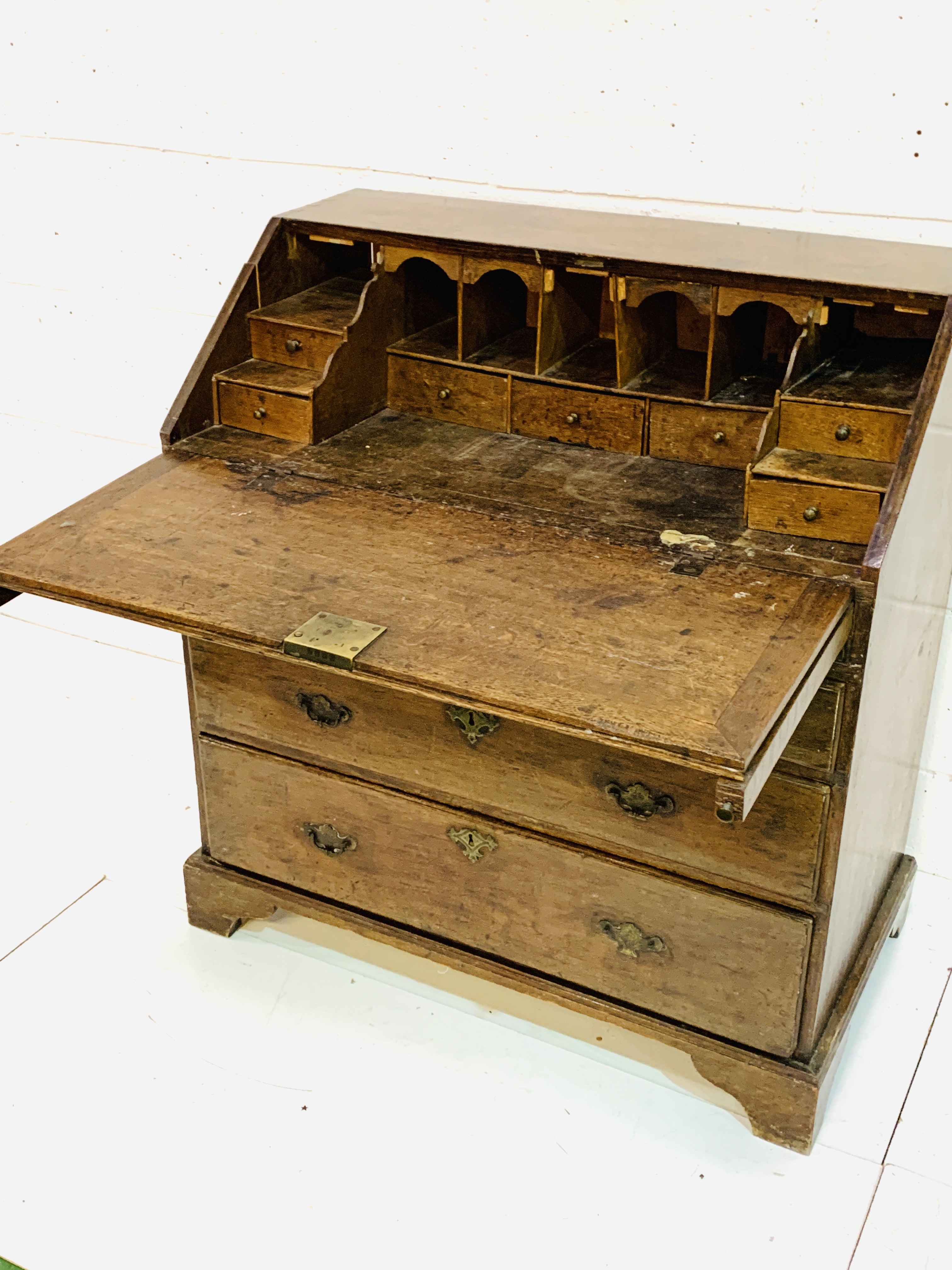 Georgian oak bureau - Image 4 of 6