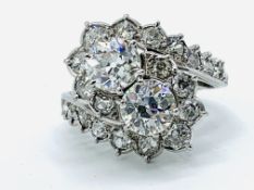 White gold diamond cluster ring