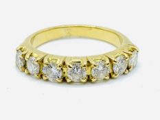 Gold seven stone diamond 1/2 hooped ring