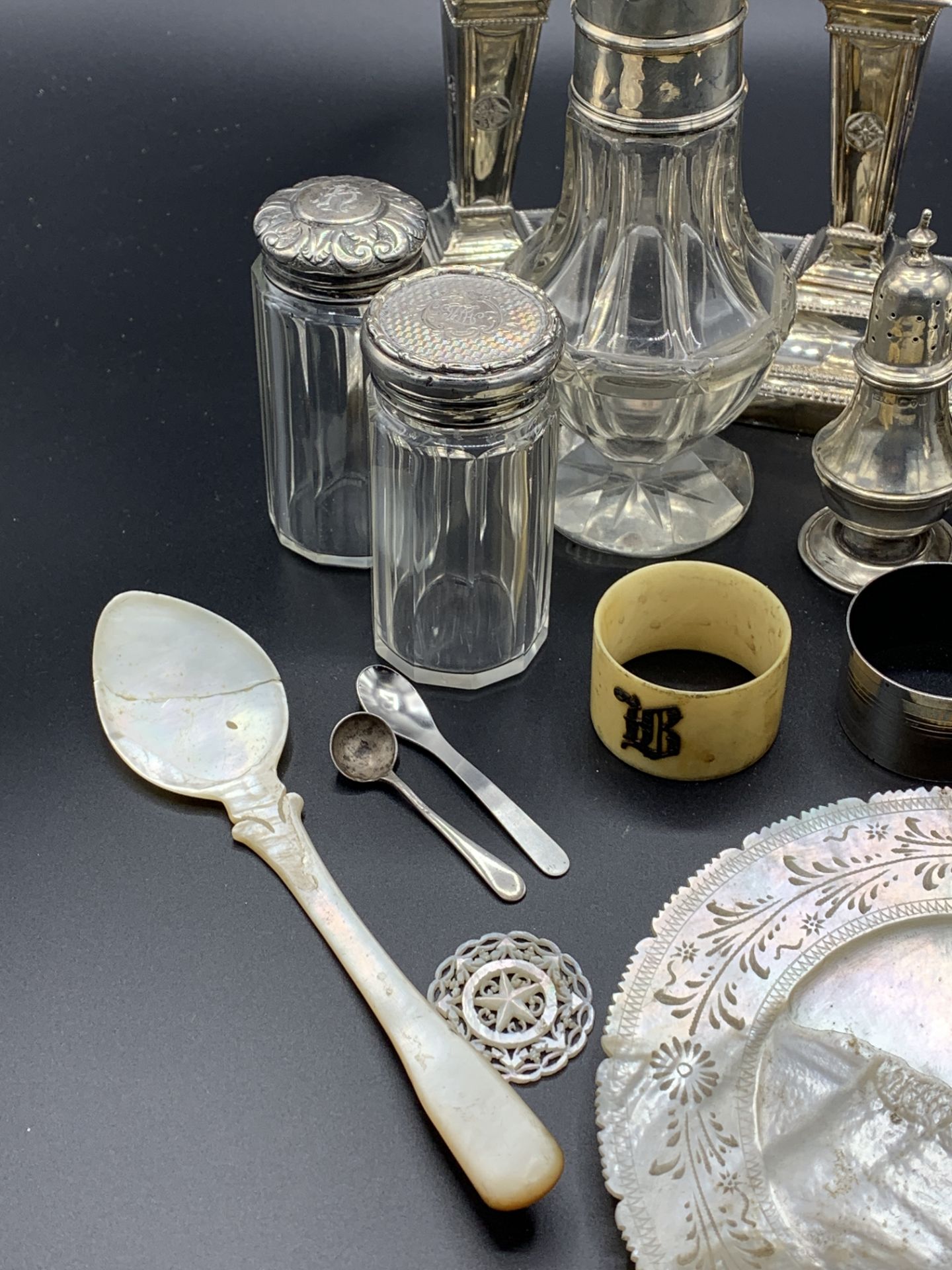 Various silver cruets and other silver and silver plate items - Image 6 of 8