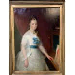 19th Century English school portrait of a young woman in a heavy gilt frame