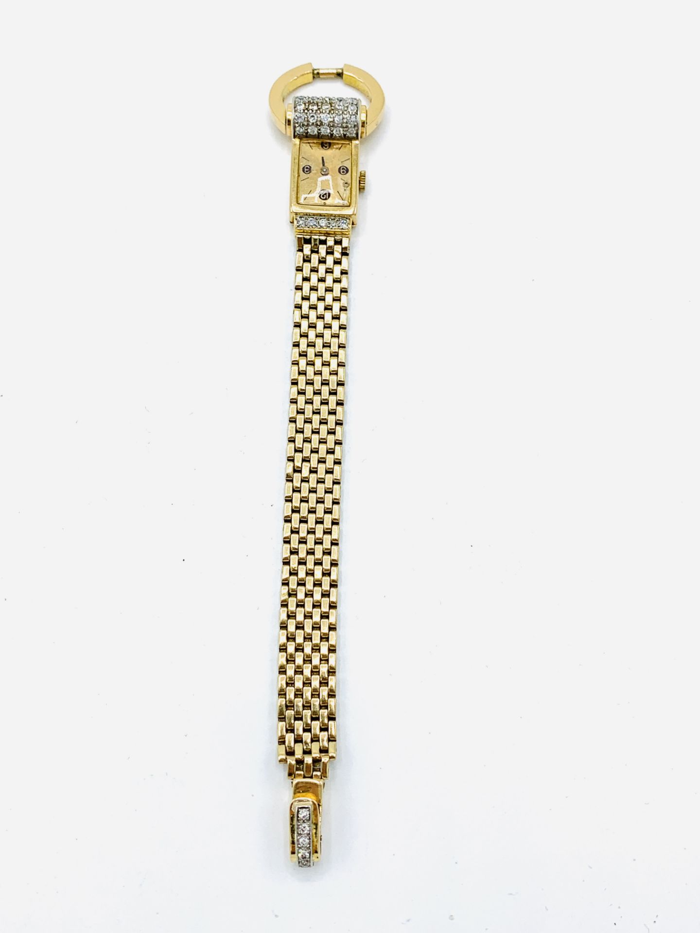 French diamond mounted cocktail watch with hallmarked 18ct gold case and strap - Image 2 of 6
