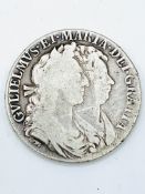 England, William and Mary silver half crown, 1689.