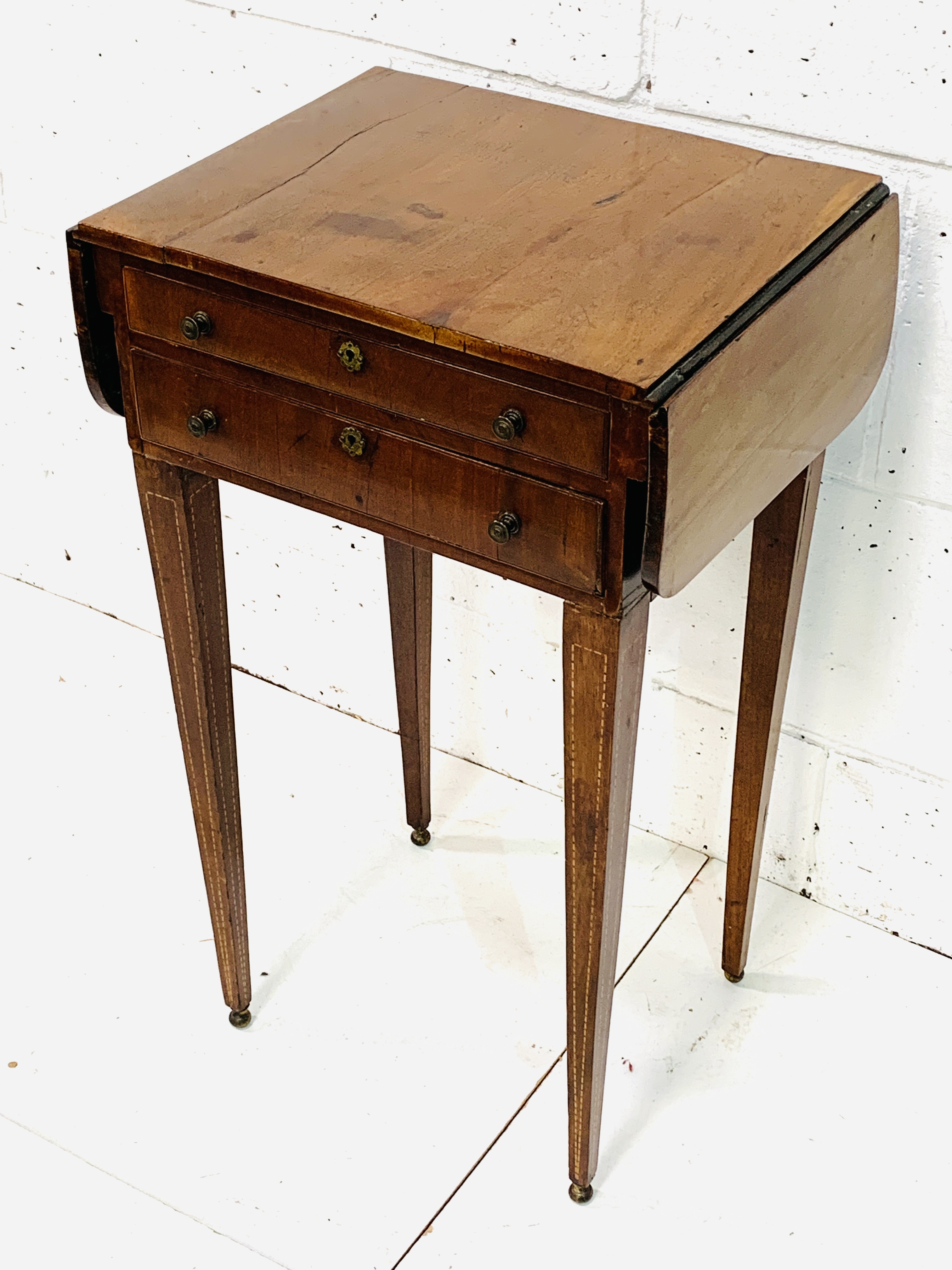 Regency inlaid mahogany small drop side table - Image 2 of 5