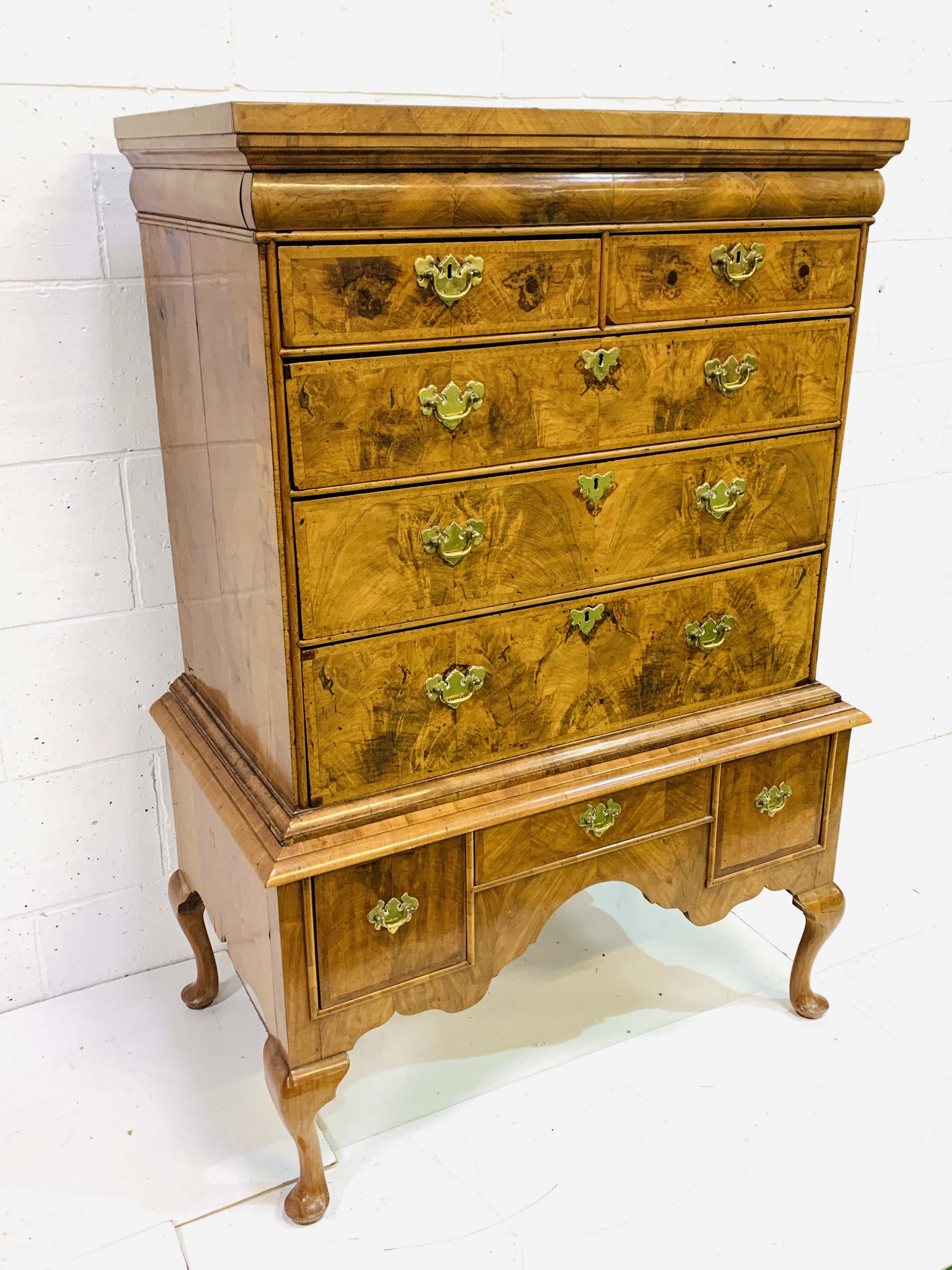 Walnut veneer chest