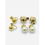 Three pairs of 9ct gold earrings