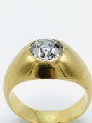Gold and diamond single stone gypsy ring
