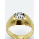 Gold and diamond single stone gypsy ring