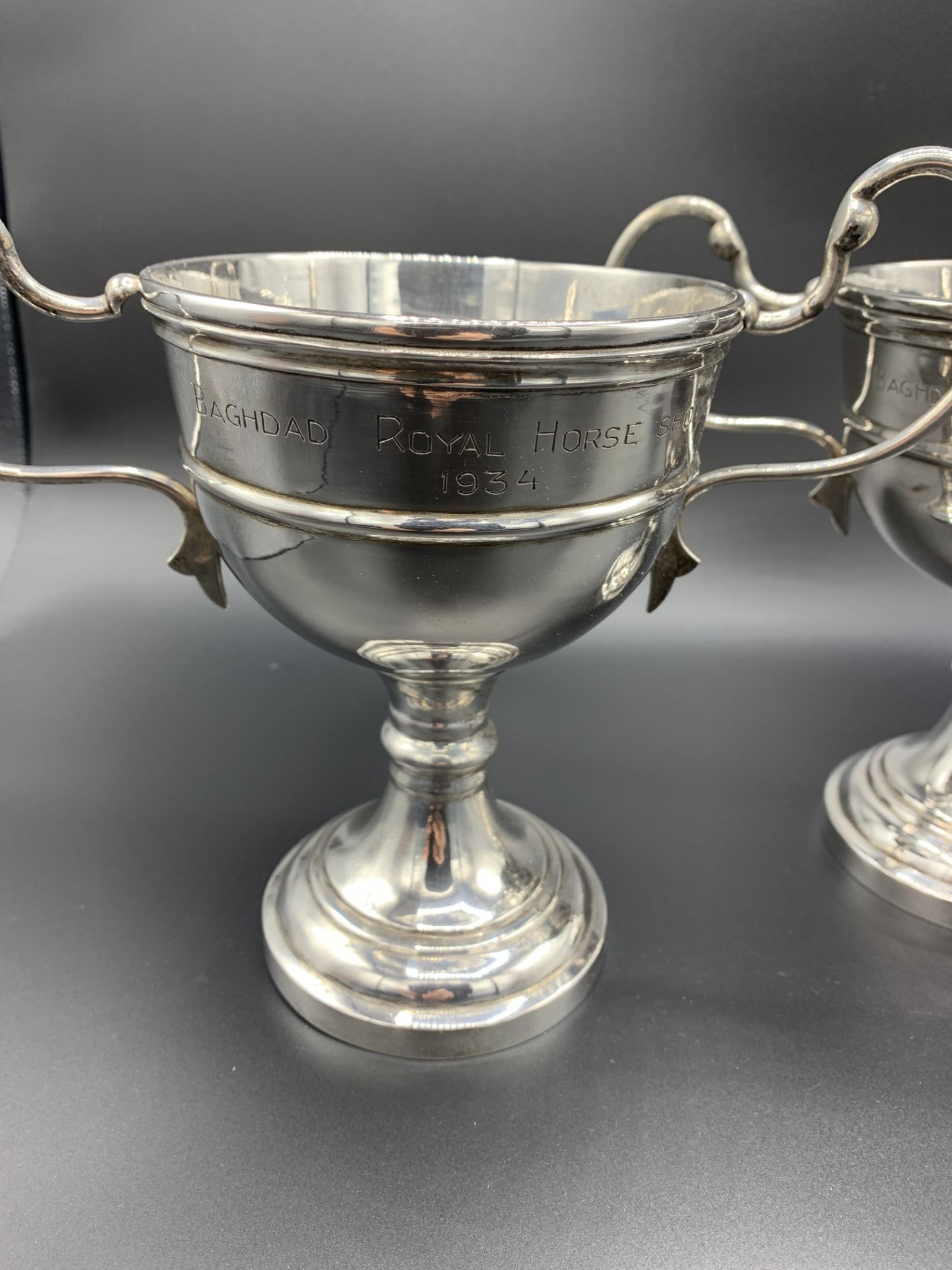 Two silver plate trophies both engraved "Baghdad Royal Horse Show 1934" - Image 2 of 6