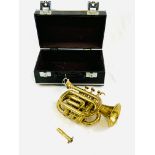 Brass pocket cornet in original case