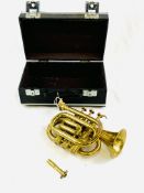 Brass pocket cornet in original case